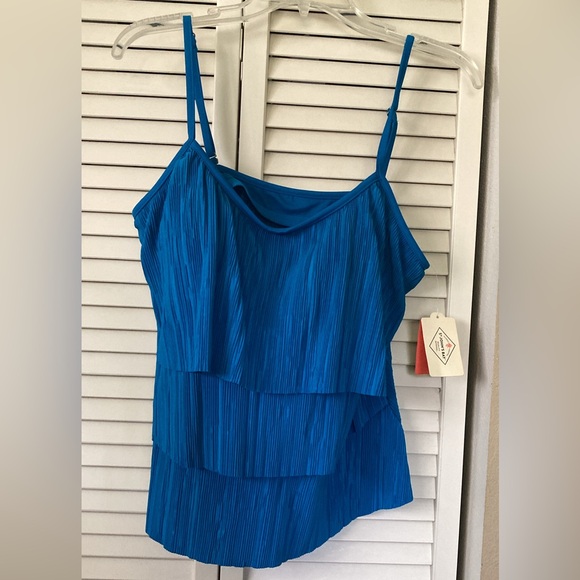 NEW ST JOHNS BAY 3TIER RUFFLE TANKINI TOP SIZE 14 - Picture 1 of 7